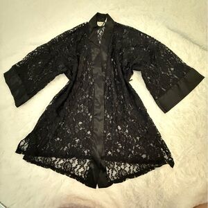 Vintage Victoria's Secret Black Lace Robe Intimates